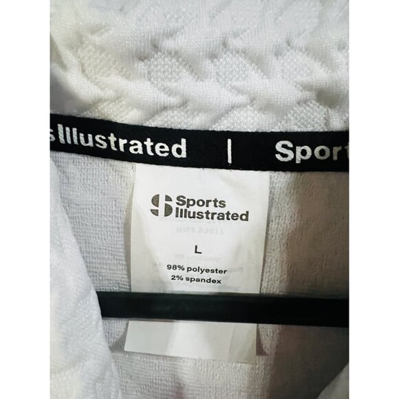 Sports Illustrated White Textured Hooded Pullover - L - 98% Polyester 2% Spandex - Picture 3 of 3